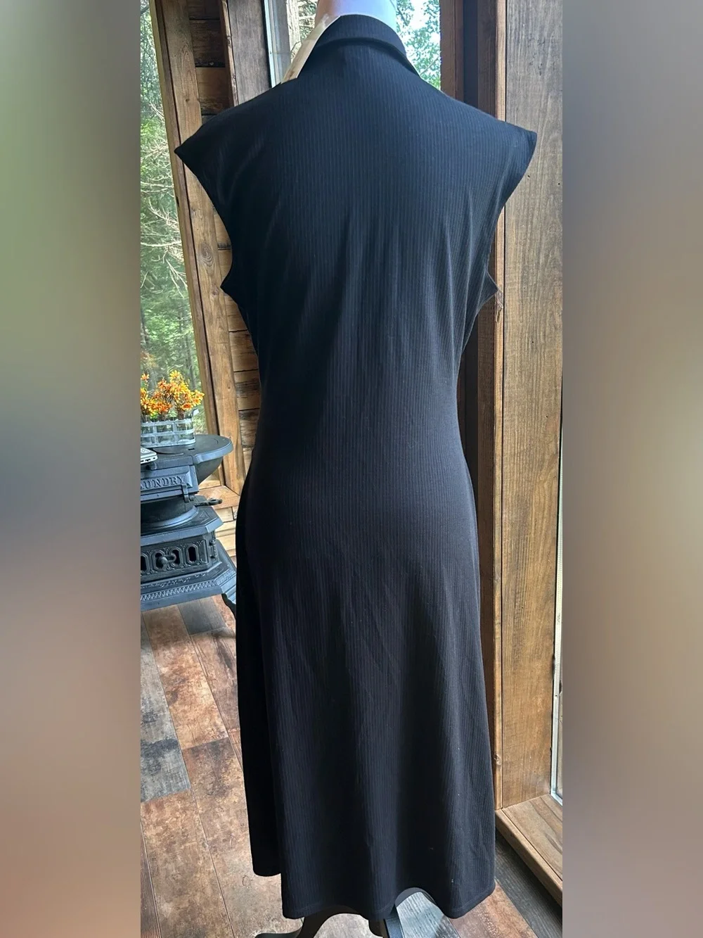 a new day Black Sleeveless Midi Button-Front Dress large